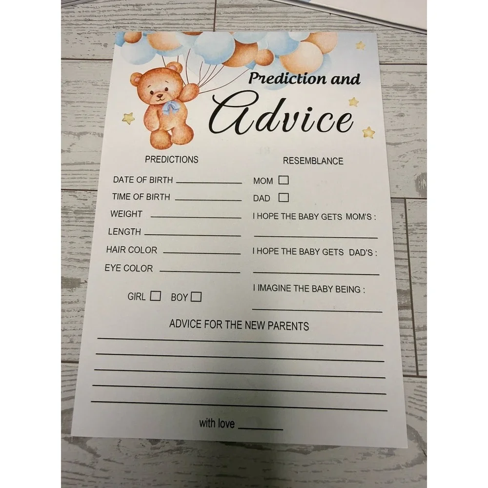 73 Baby Predictions & Advice Cards Baby Shower Games for Guests Bingo Stickers